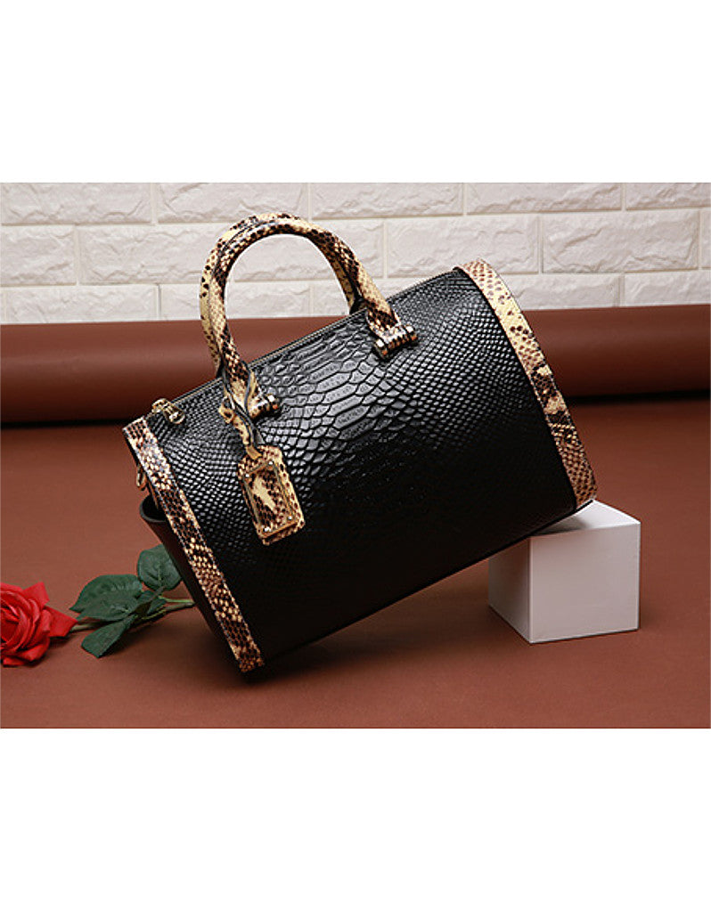 Genuine leather snakeskin print Boston bag (more colours)