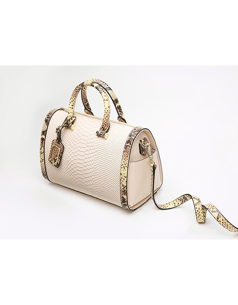 Genuine leather snakeskin print Boston bag (more colours)