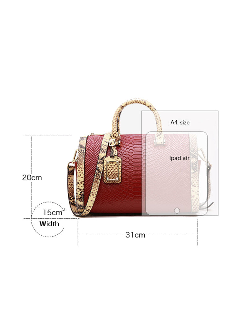 Genuine leather snakeskin print Boston bag (more colours)