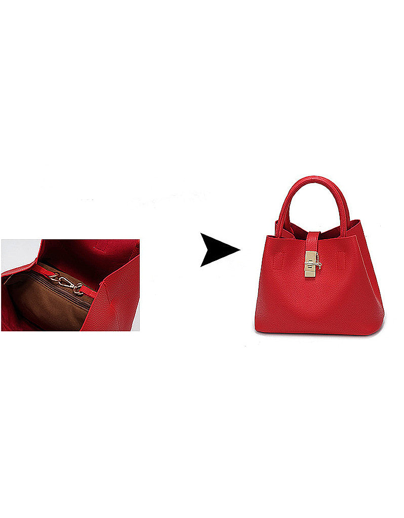 PU leather shoulder bag with twist lock and detachable inner bag (more colours)