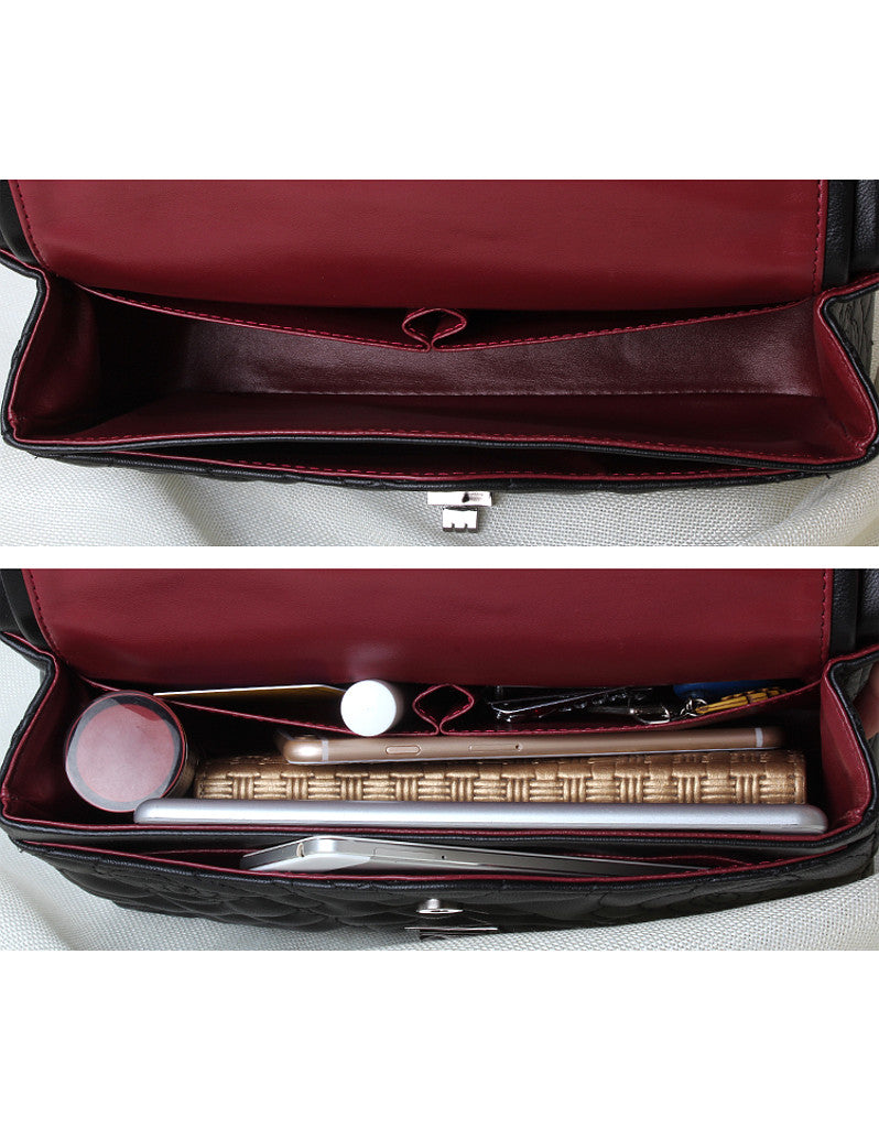 Genuine sheepskin leather camellia flower design flap handbag