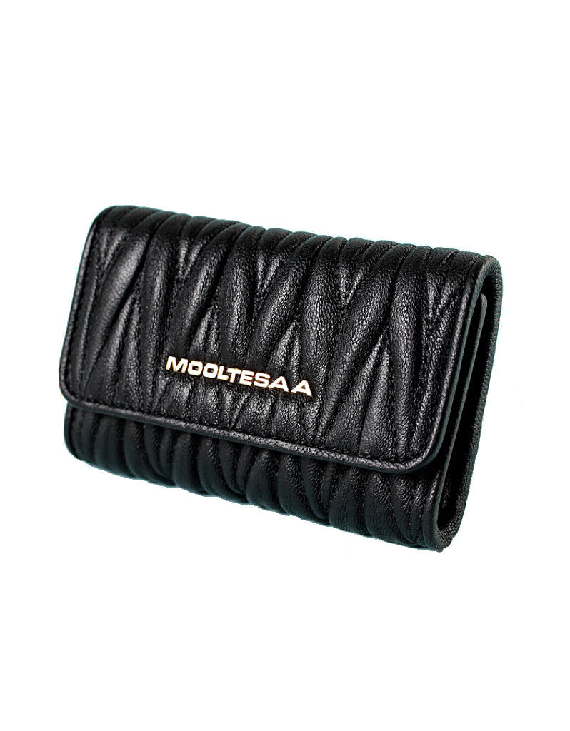 Genuine sheepskin leather key pouch with matelassé design (more colours)