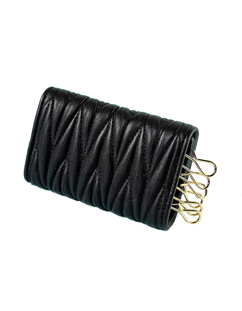 Genuine sheepskin leather key pouch with matelassé design (more colours)