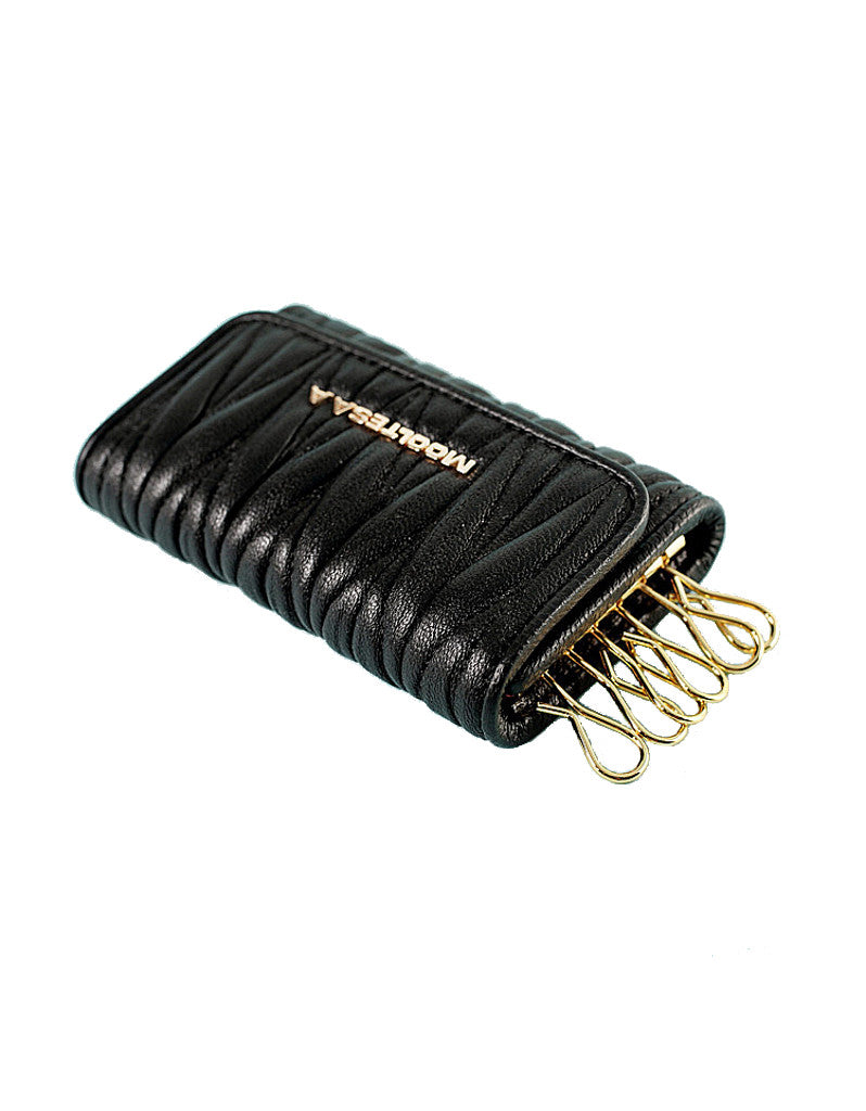 Genuine sheepskin leather key pouch with matelassé design (more colours)