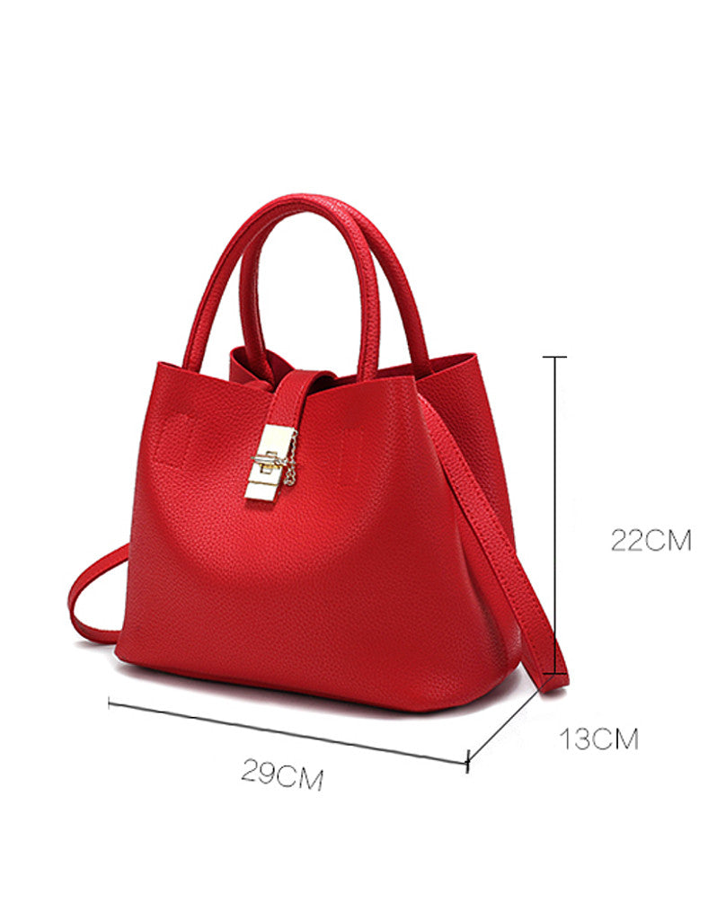 PU leather shoulder bag with twist lock and detachable inner bag (more colours)