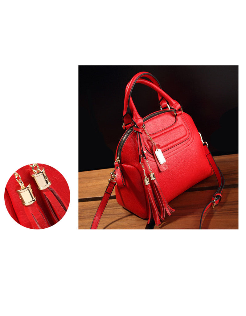 Genuine leather shoulder bag with tassels (more colours)