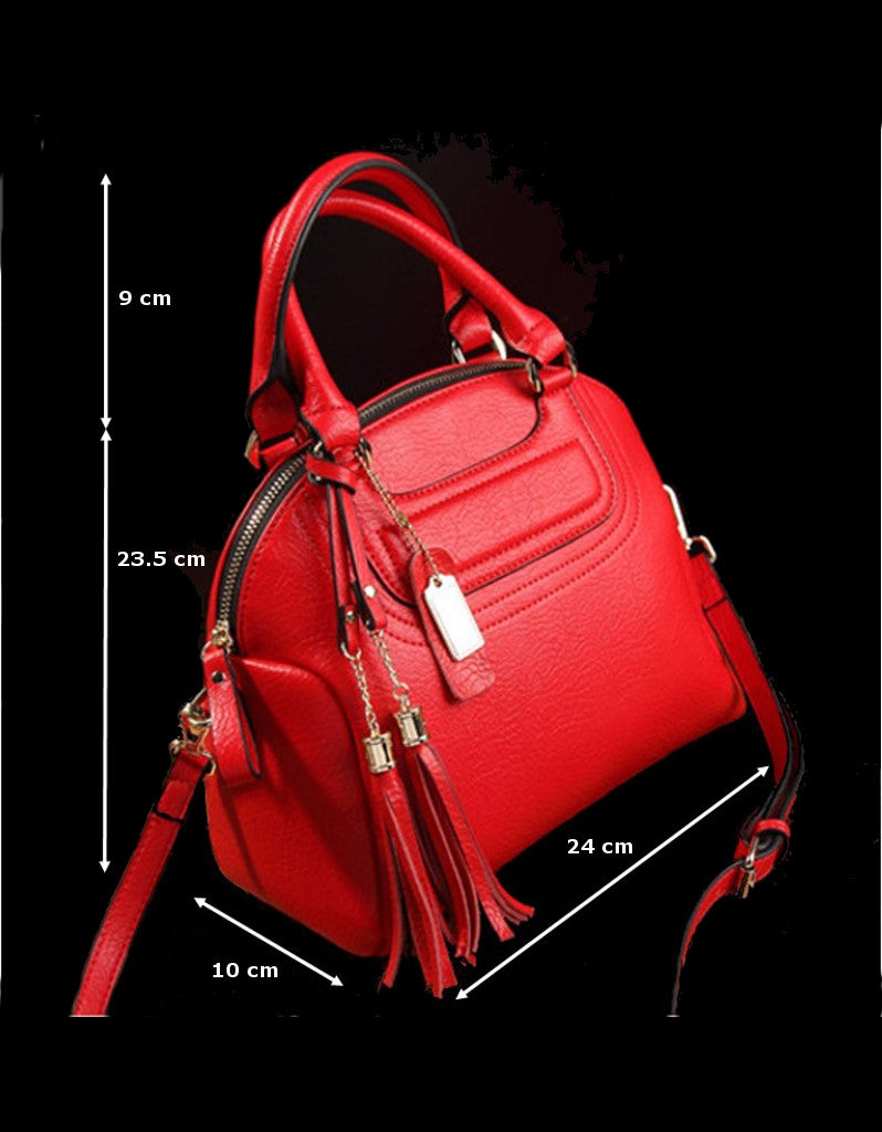 Genuine leather shoulder bag with tassels (more colours)