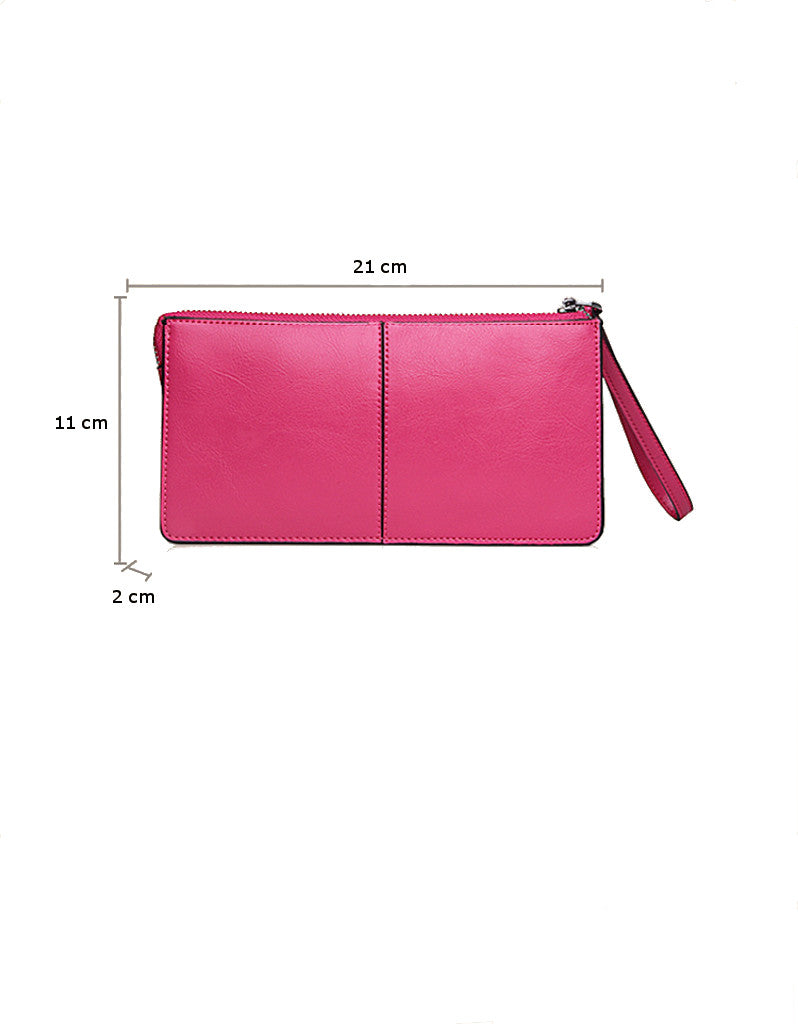 Genuine leather long wallet with wristlet strap (more colours)