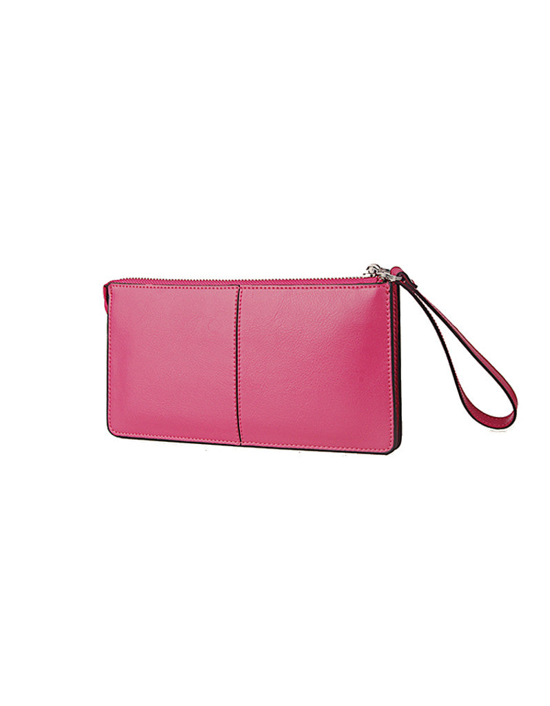 Genuine leather long wallet with wristlet strap (more colours)