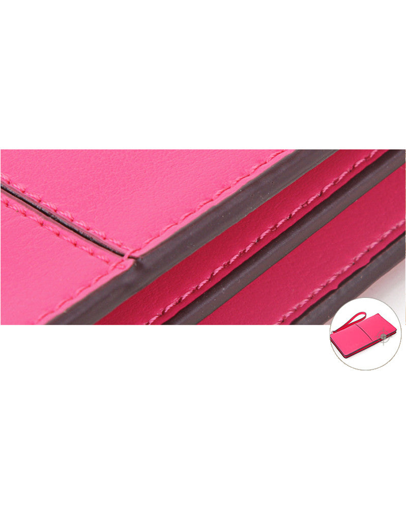 Genuine leather long wallet with wristlet strap (more colours)