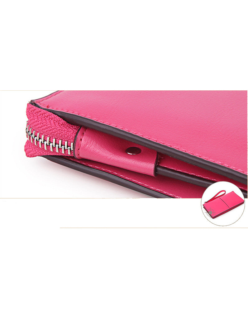 Genuine leather long wallet with wristlet strap (more colours)