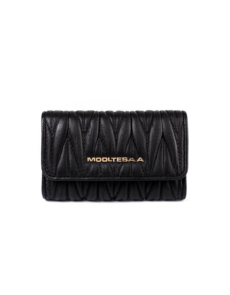 Genuine sheepskin leather key pouch with matelassé design (more colours)