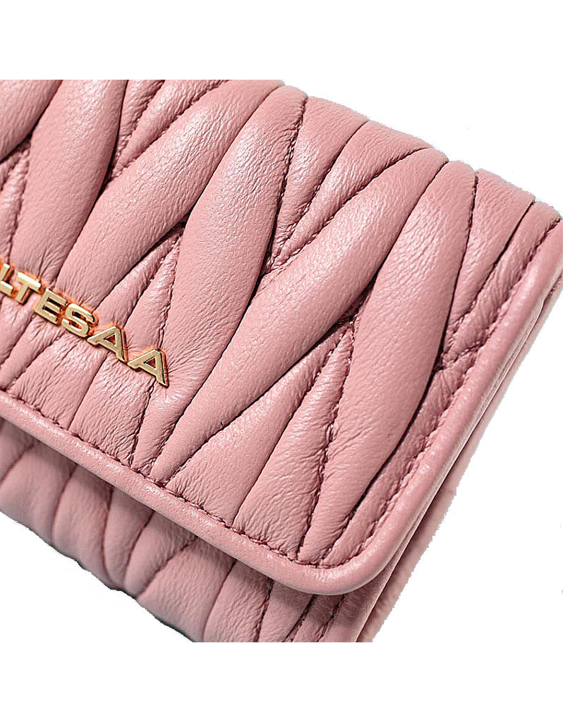 Genuine sheepskin leather key pouch with matelassé design (more colours)