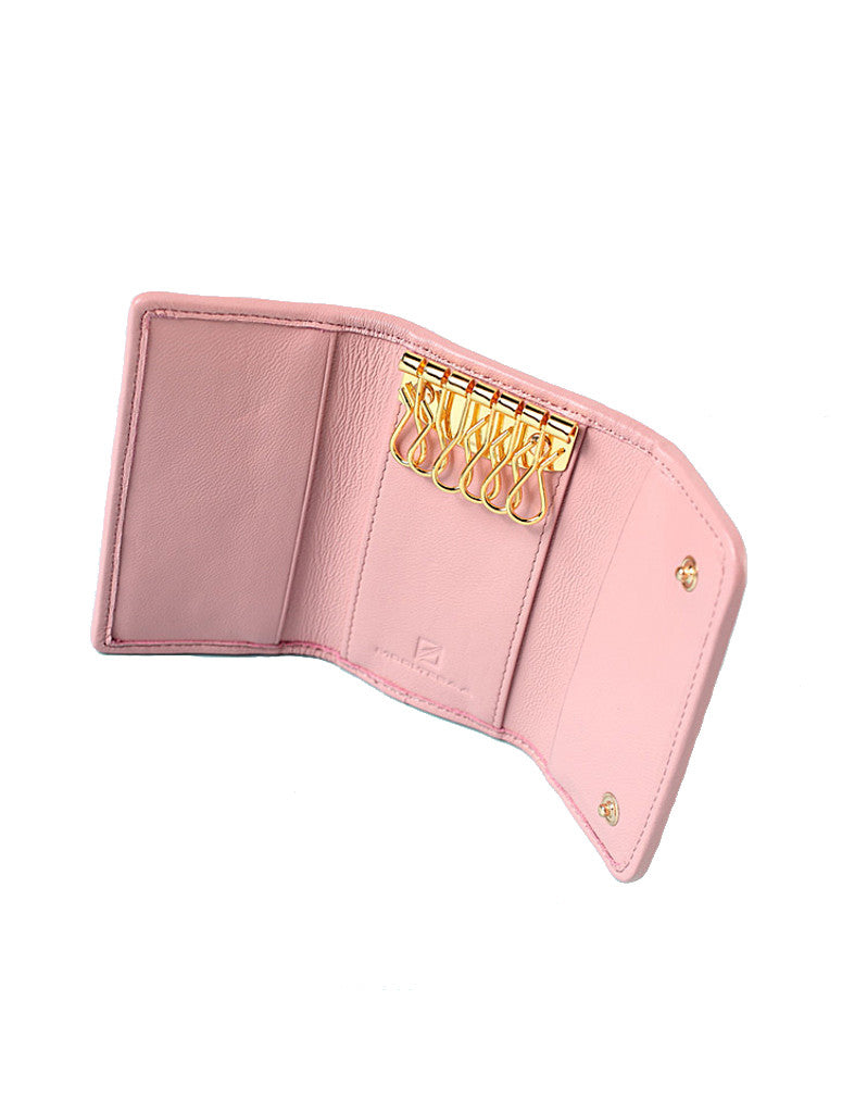 Genuine sheepskin leather key pouch with matelassé design (more colours)