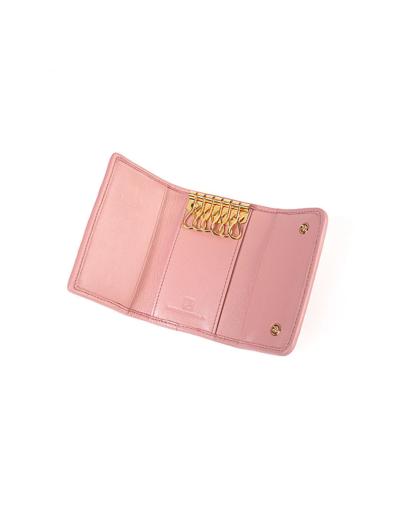 Genuine sheepskin leather key pouch with matelassé design (more colours)