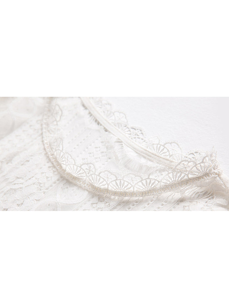 Embroidered bohemian mid-length sleeve lacy long dress