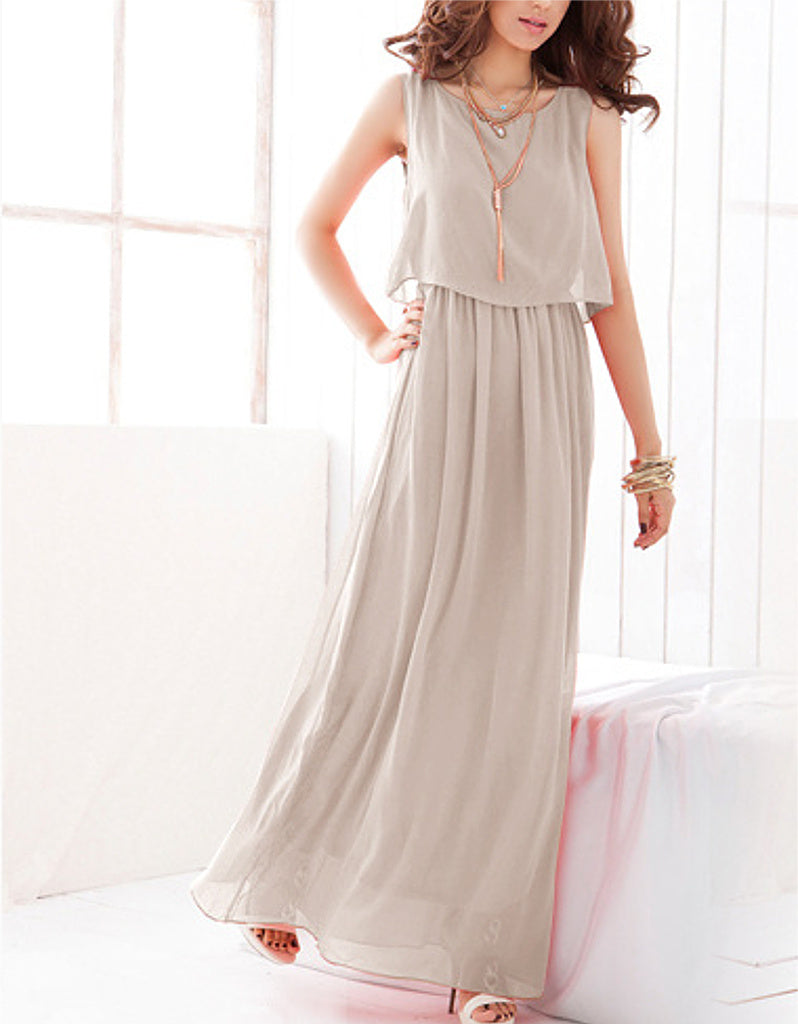 Sleeveless flowy long dress
