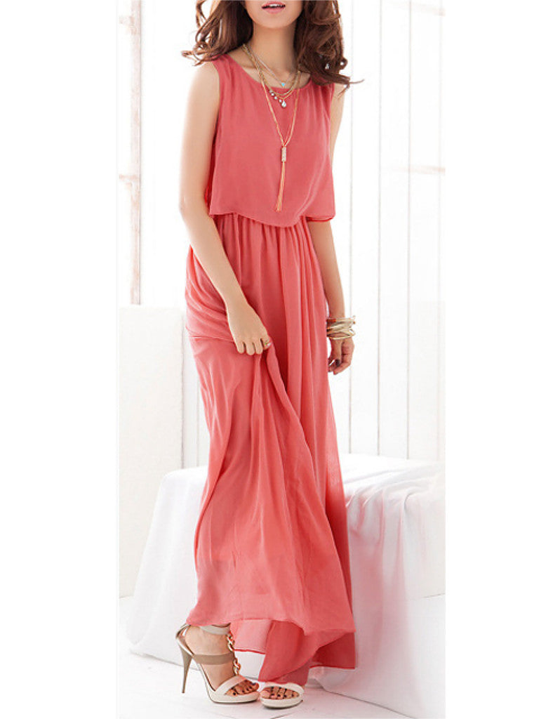 Sleeveless flowy long dress