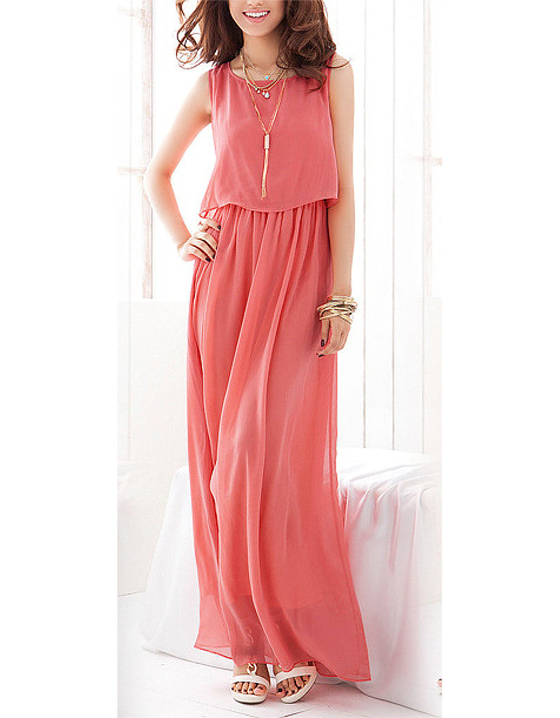 Sleeveless flowy long dress