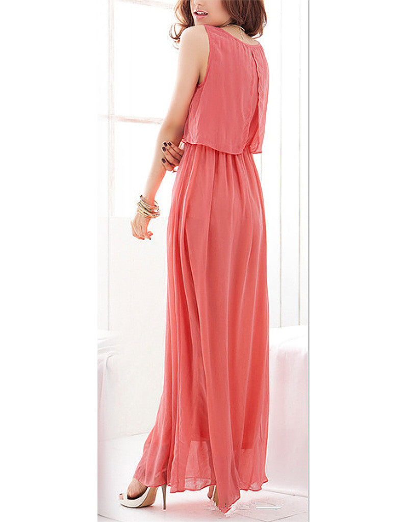Sleeveless flowy long dress