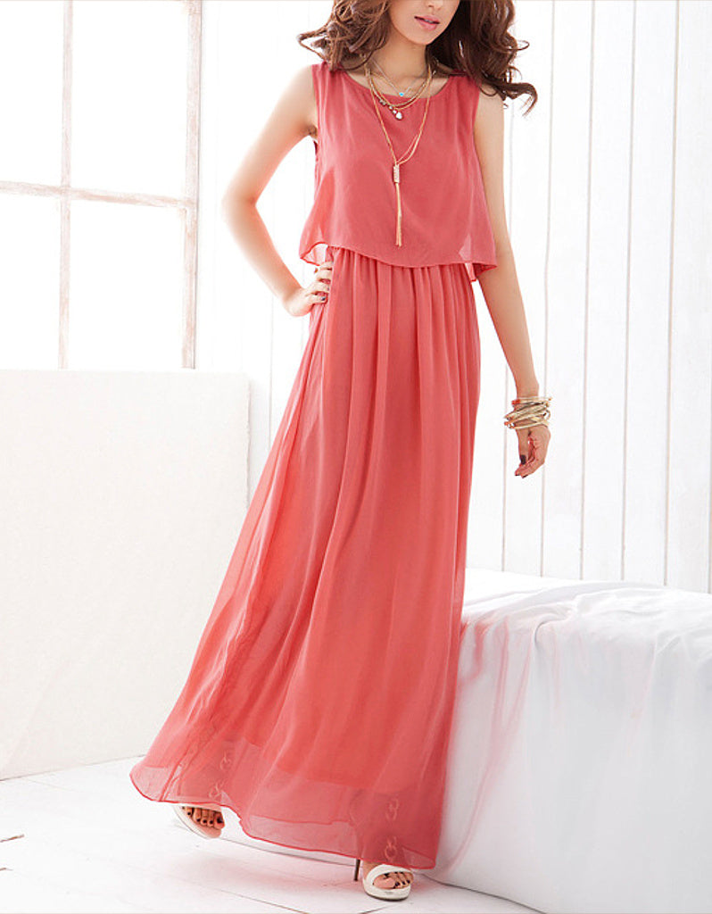 Sleeveless flowy long dress
