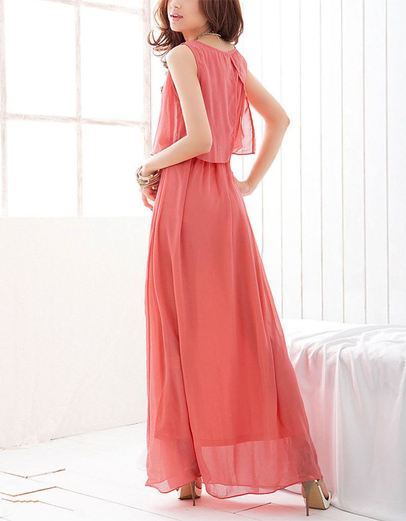 Sleeveless flowy long dress
