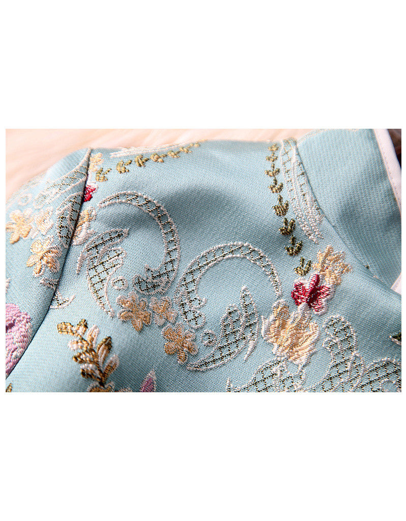 Mid-length sleeve brocade tailored cheongsum