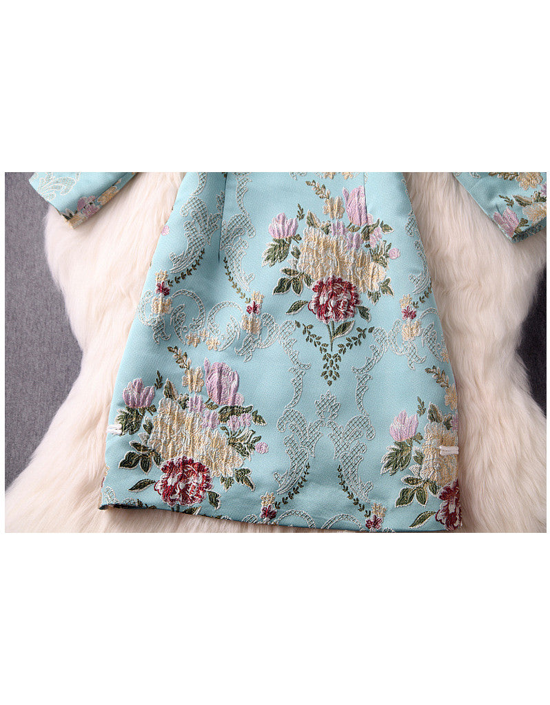 Mid-length sleeve brocade tailored cheongsum