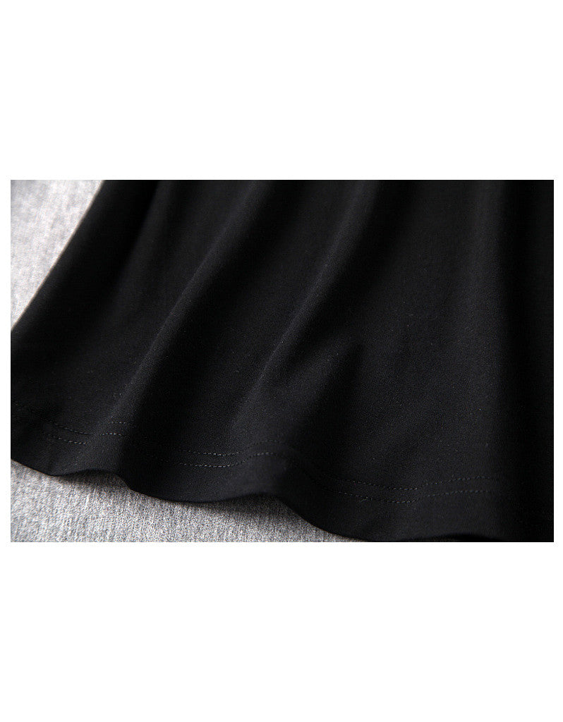 3/4 sleeve knitted top with stripped A-line long skirt