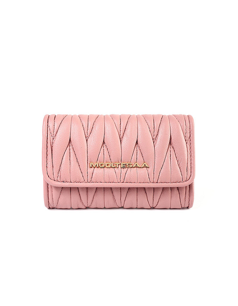 Genuine sheepskin leather key pouch with matelassé design (more colours)