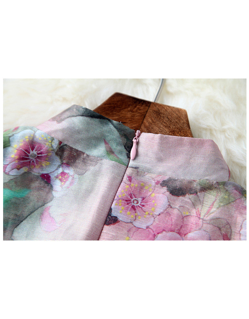 Short-sleeve short flared cheongsum