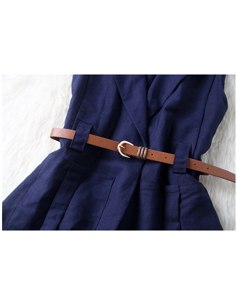 Sleeveless V-neck top with spaghetti top and shorts