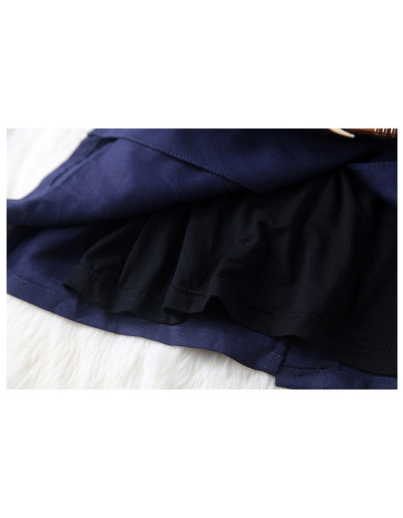 Sleeveless V-neck top with spaghetti top and shorts