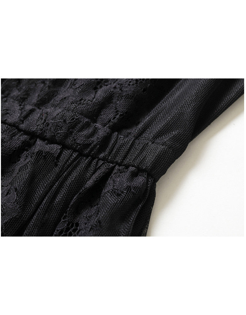 Mid-length sleeve laced A-line mid-length dress (More colours)