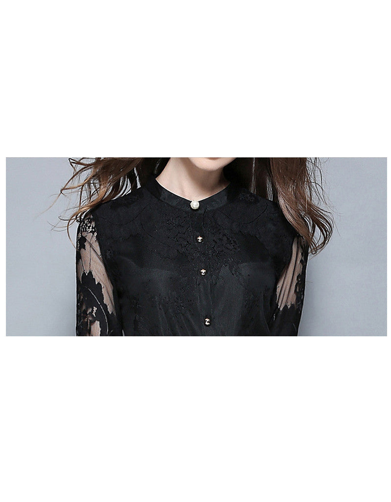 Mid-length sleeve laced A-line mid-length dress (More colours)