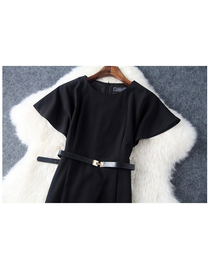 Short sleeve tailored front laced long dress