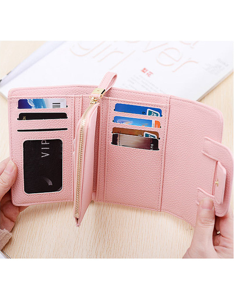 3-fold PU leather wallet with strap closure (more colours)