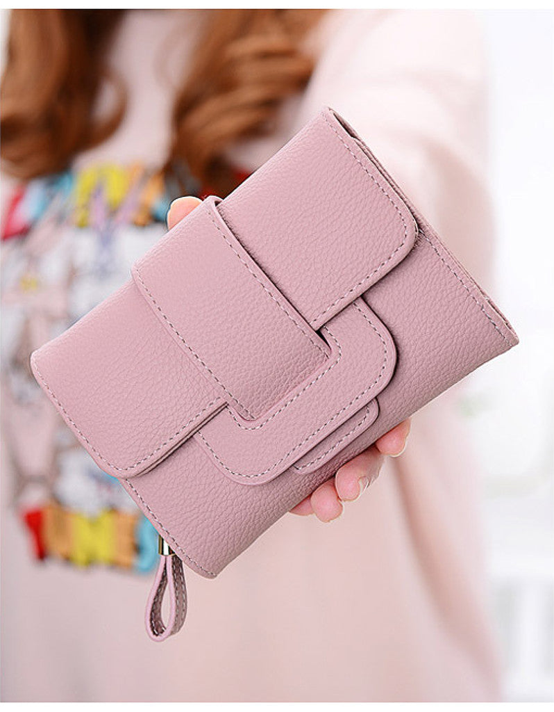 3-fold PU leather wallet with strap closure (more colours)
