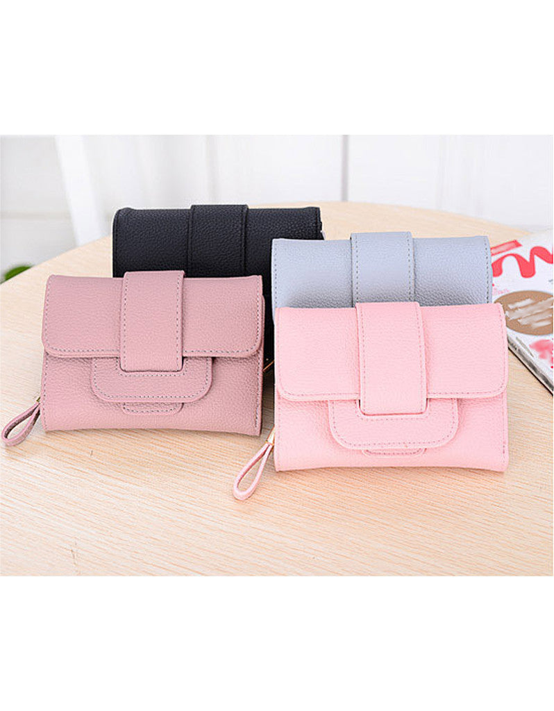 3-fold PU leather wallet with strap closure (more colours)