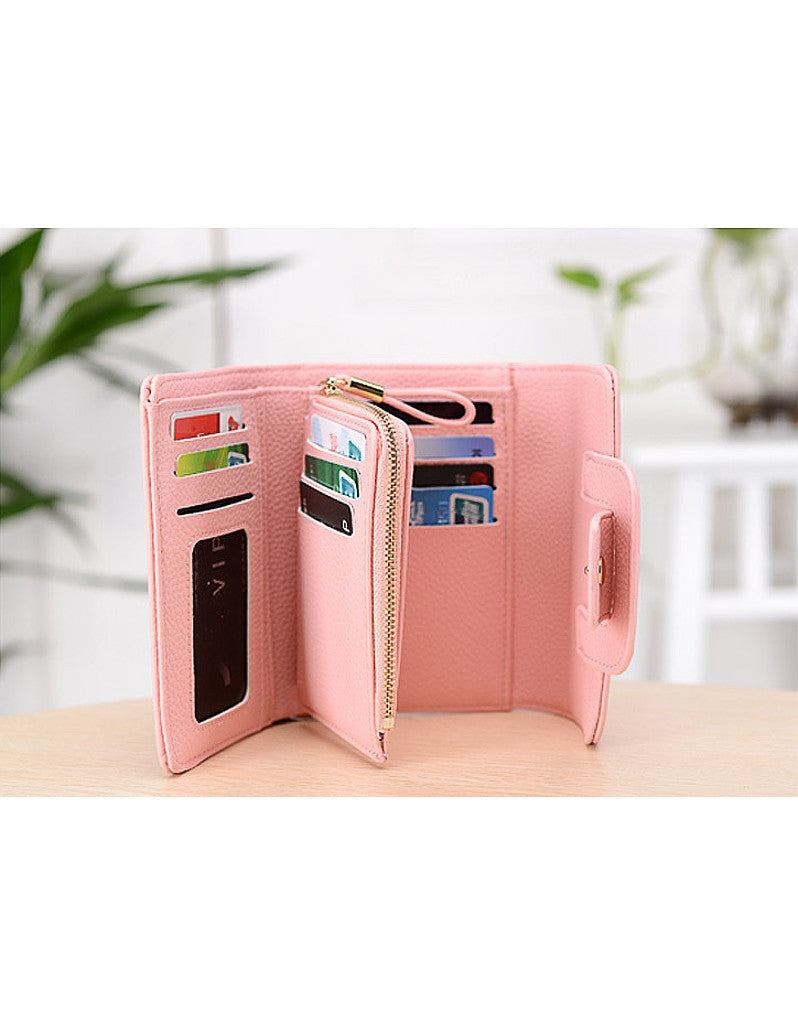 3-fold PU leather wallet with strap closure (more colours)