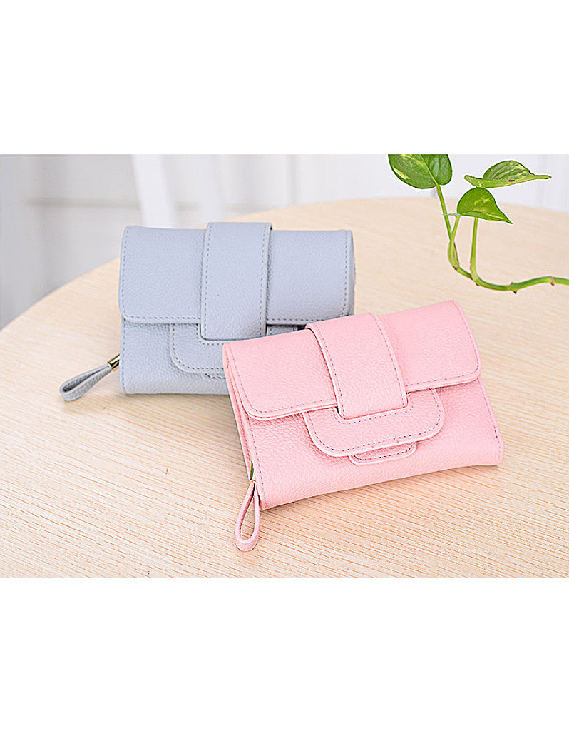 3-fold PU leather wallet with strap closure (more colours)