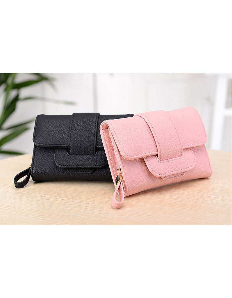 3-fold PU leather wallet with strap closure (more colours)