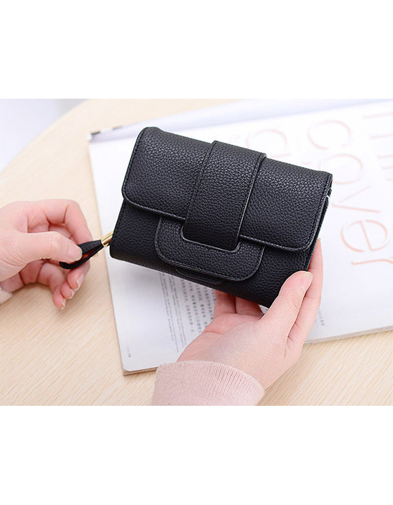 3-fold PU leather wallet with strap closure (more colours)