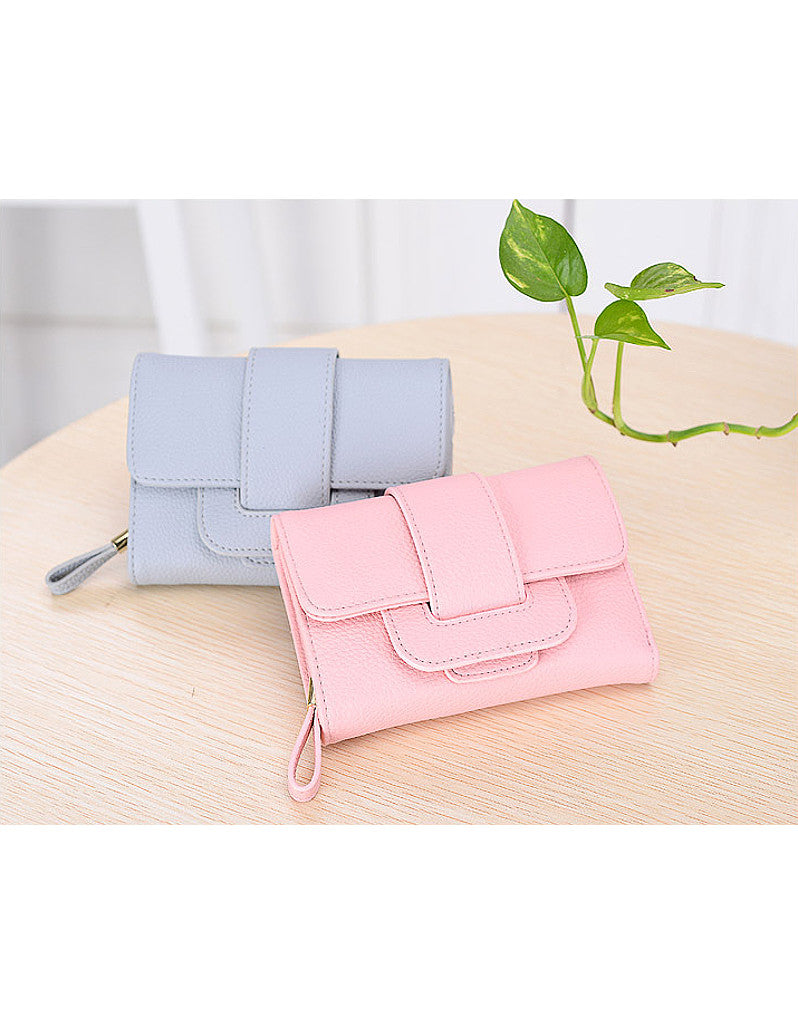 3-fold PU leather wallet with strap closure (more colours)