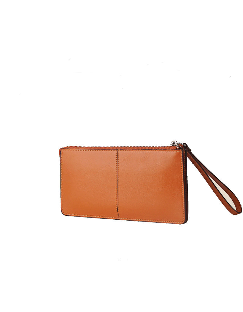 Genuine leather long wallet with wristlet strap (more colours)