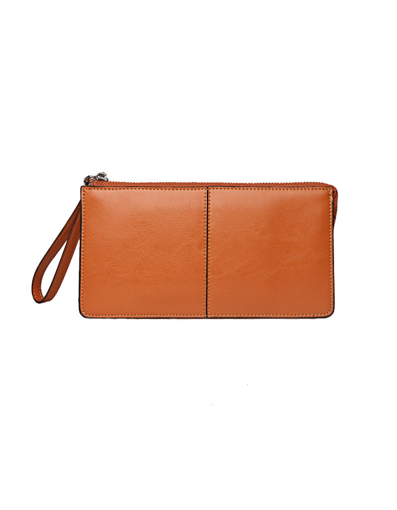 Genuine leather long wallet with wristlet strap (more colours)