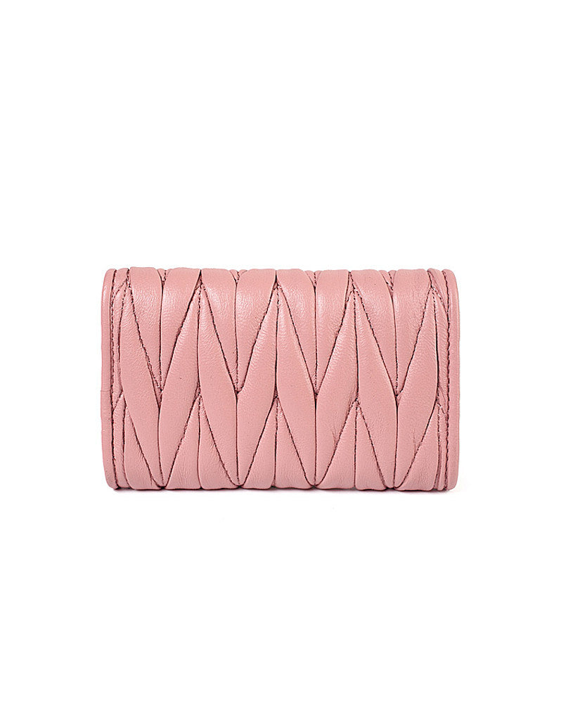 Genuine sheepskin leather key pouch with matelassé design (more colours)