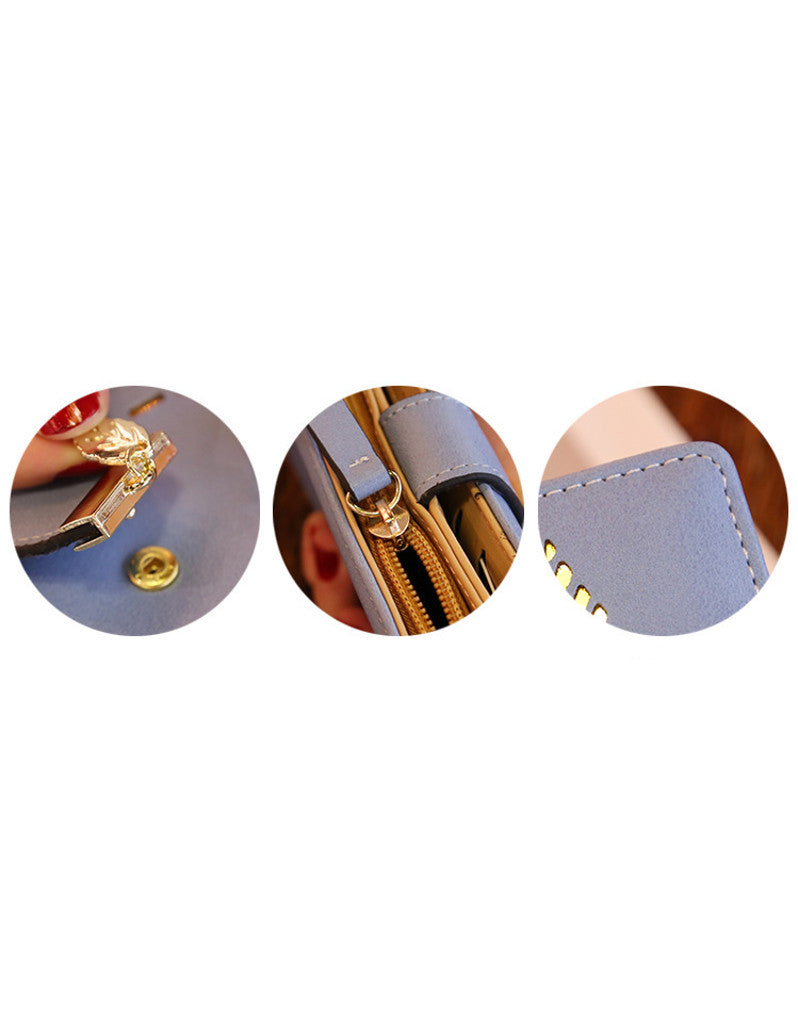 2-fold PU leather long wallet with laser-cut leaf design (more colours)