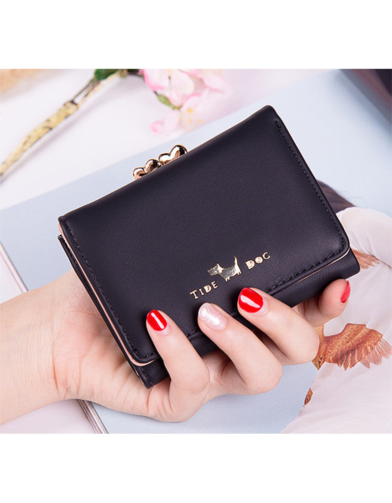 3-fold PU leather wallet with gold-embossed animal print (more colours)