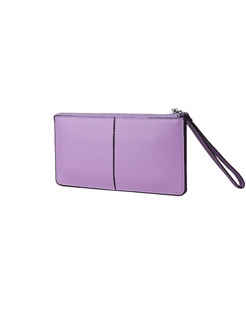 Genuine leather long wallet with wristlet strap (more colours)